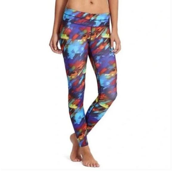 Athleta Leggings Womens Medium Blue Multicolor Colorburst Sonar Athletic Active - Picture 1 of 12